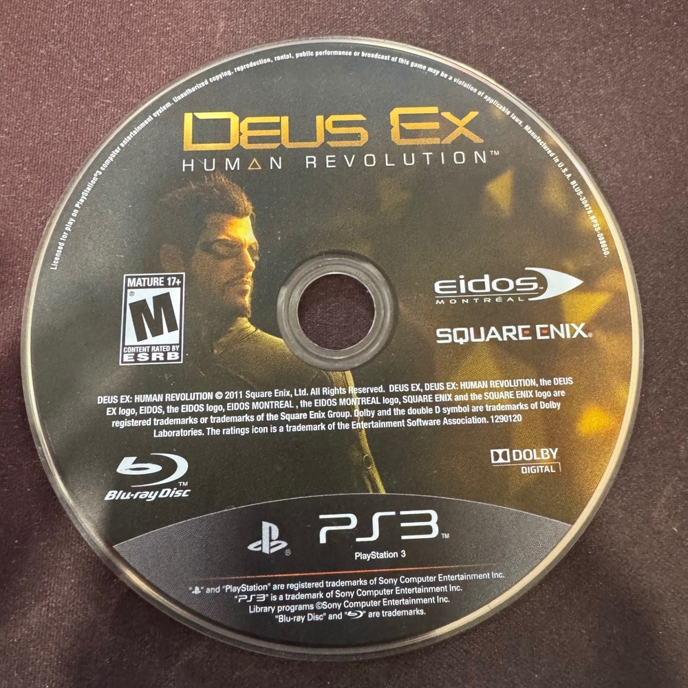 Deus Ex Human Revolution Sony PlayStation 3 PS3 2011 Action RPG Disc Only